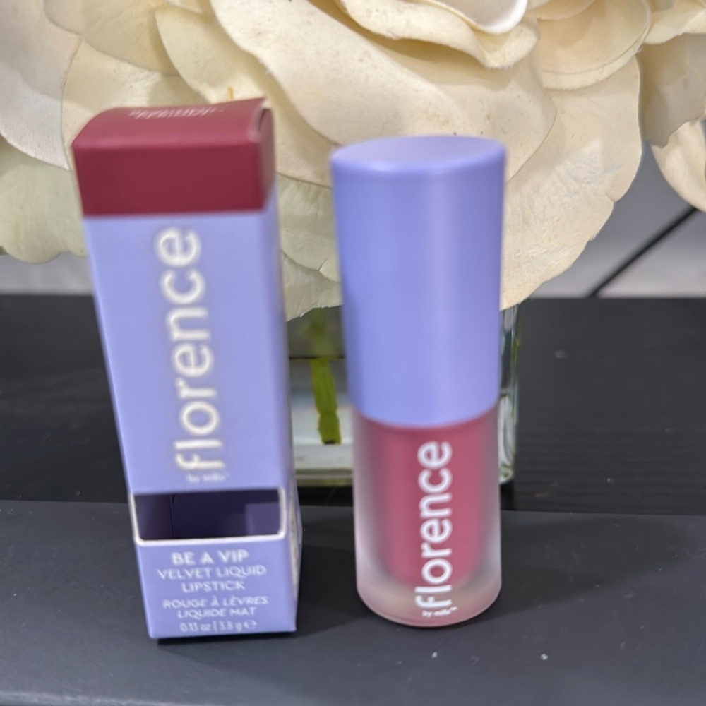 florence Be A VIP Velvet Liquid Lipstick Shade “Beautiful Periodt” mauve pink